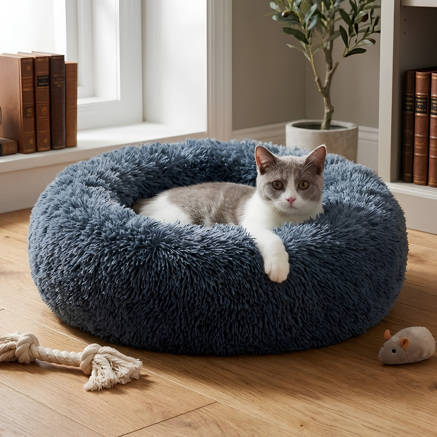 Cuccia rotonda in peluche per cani e gatti Morbida e avvolgente