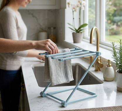 FlexiRack™ – Portasugamani da Cucina Pieghevole e Salvaspazio in Stile Nordico