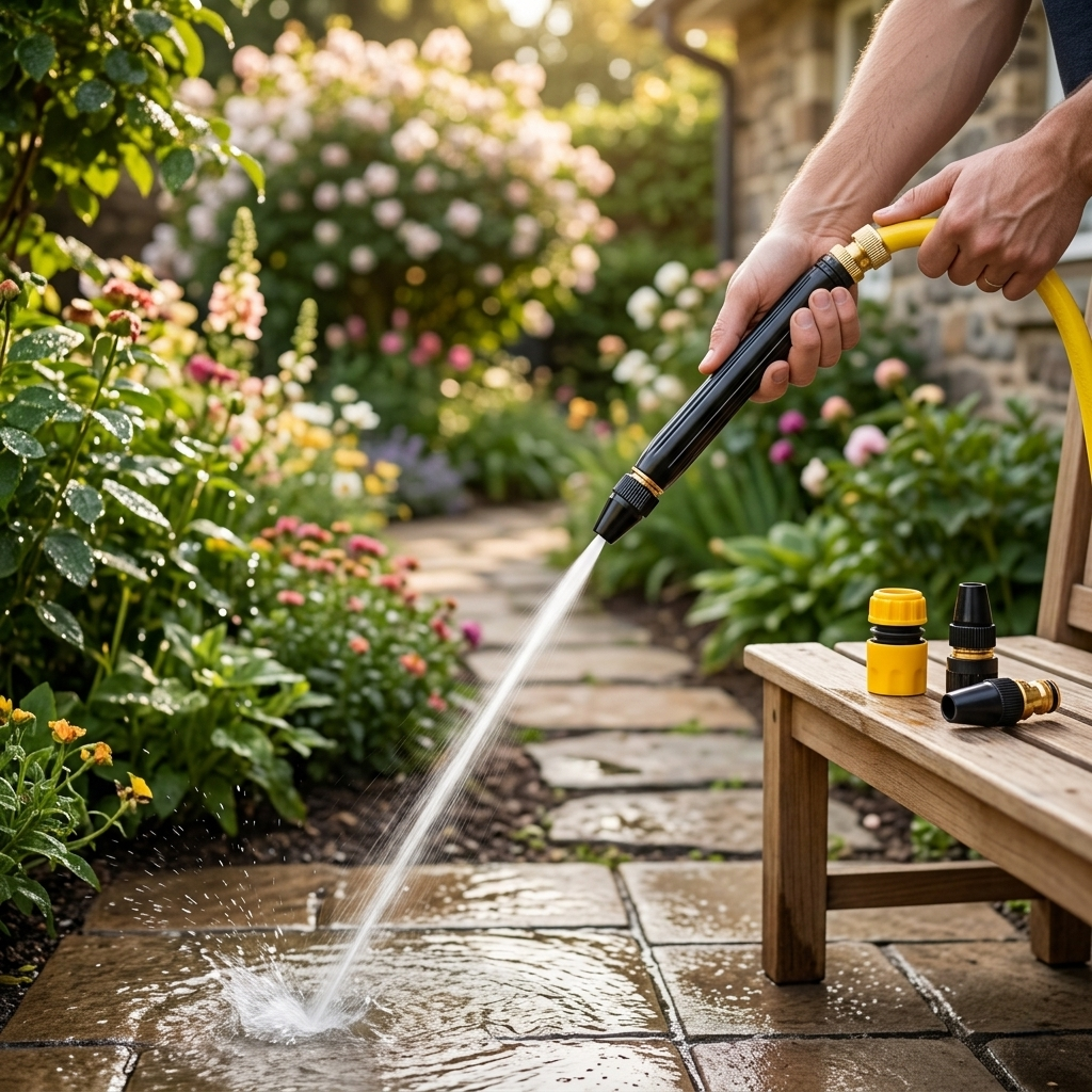 HydroJet™  Ugello Professionale ad Alta Pressione Regolabile a 360° per Canna da Giardino